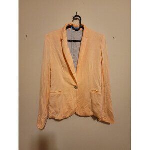ruby and jenna Women's classic jacket in peach color with one button  Size S